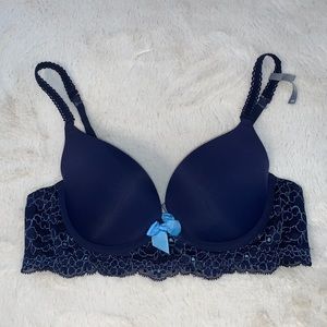 32B Aerie Emma navy padded push-up bra